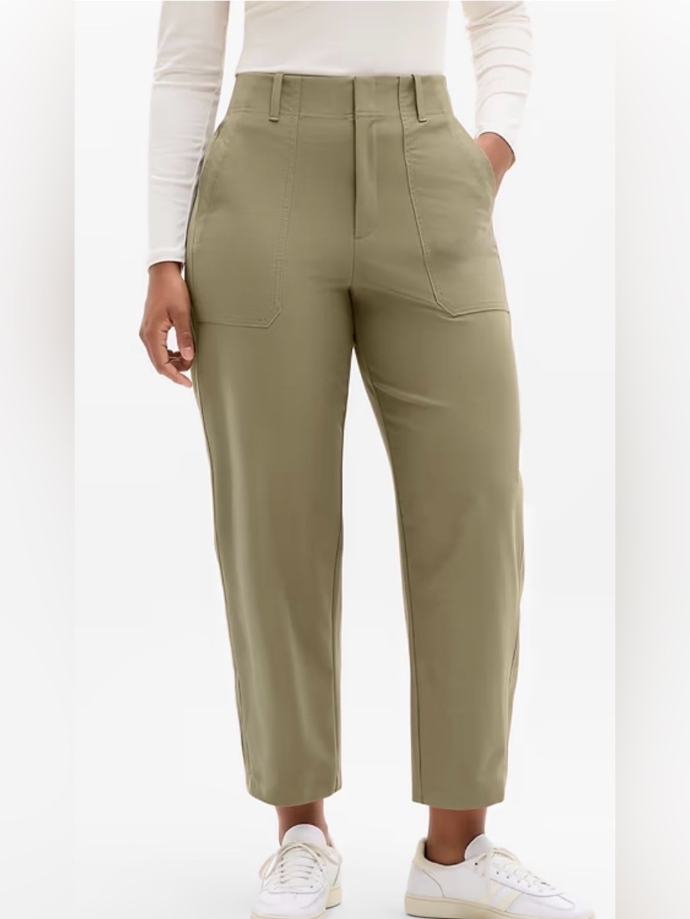 Athleta Skyline High Rise Barrel Leg Pants Women’s Size 6 Olive Branch New
